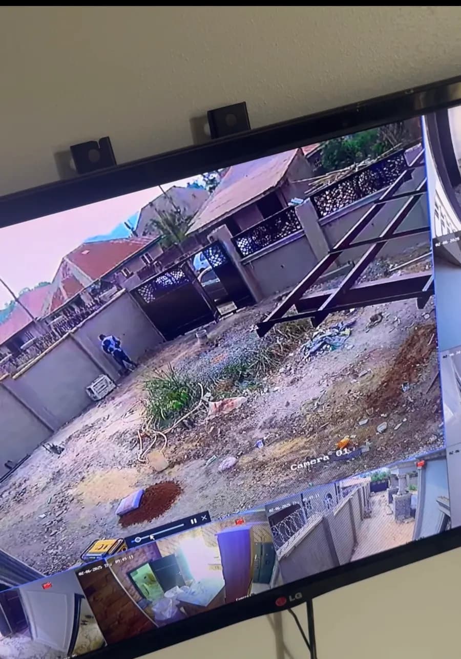 Live multi-camera NVR feed on the client's monitor after installation